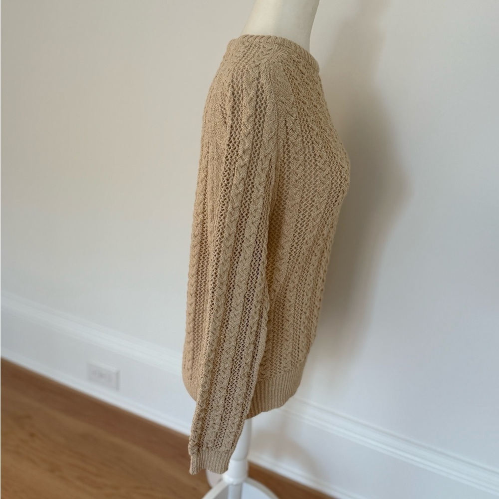 Zara Classic Tan Cable Knit Sweater Size Large - Picture 7 of 10